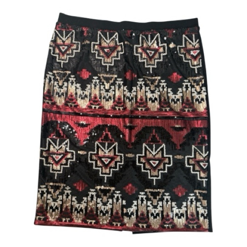 Cato Sequined Aztec patterned pencil skirt. Size L